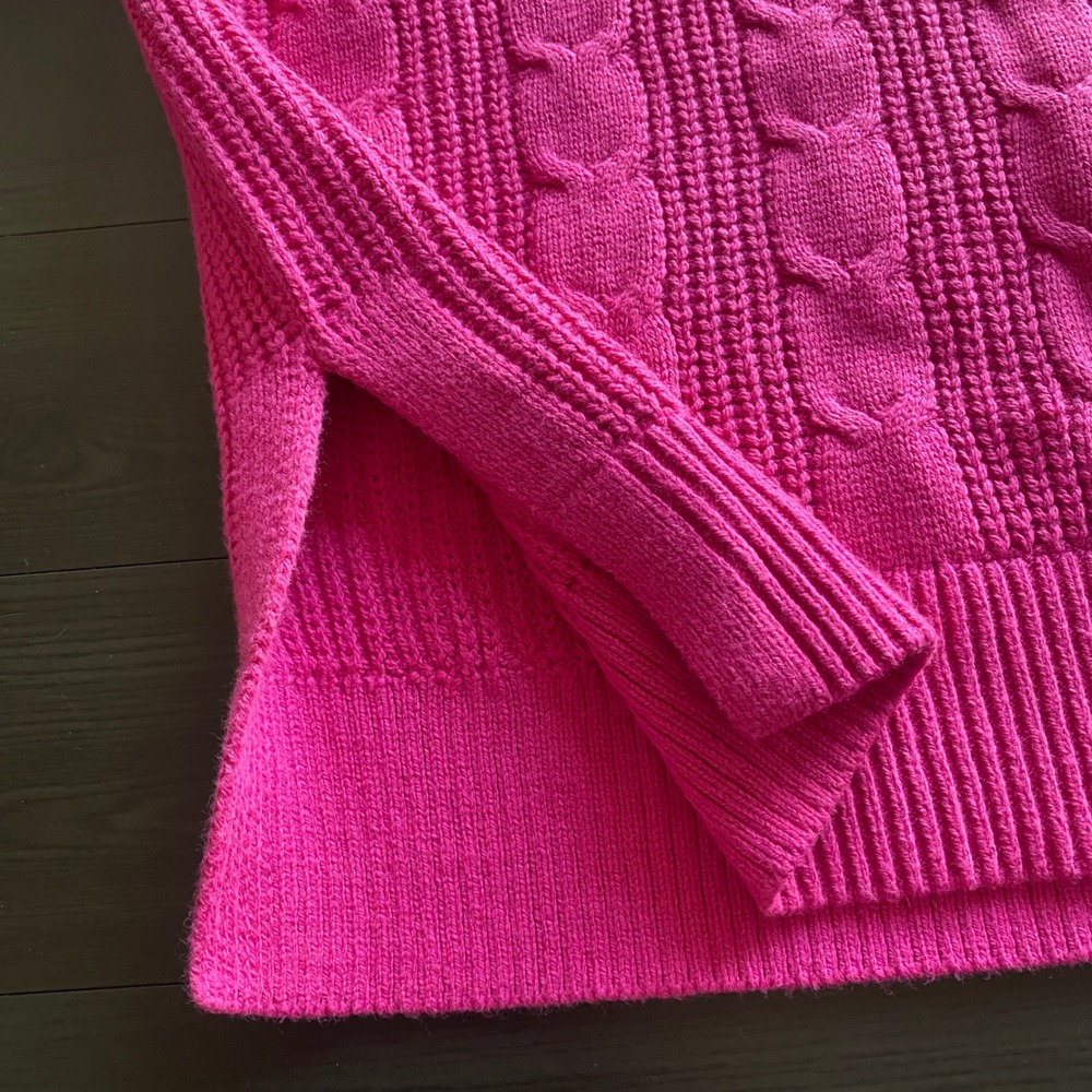 Banana Republic Sweater Large Womens Pink Cable Knit Mock Neck New - Picture 7 of 9